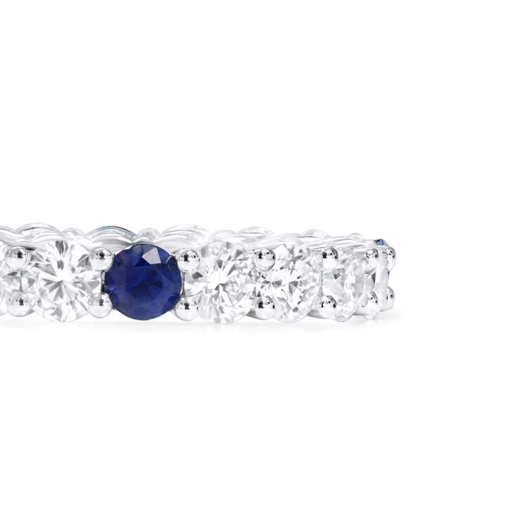 White Gold, 2.55ctw Oval Cut Diamond and Sapphire Eternity Band Ring