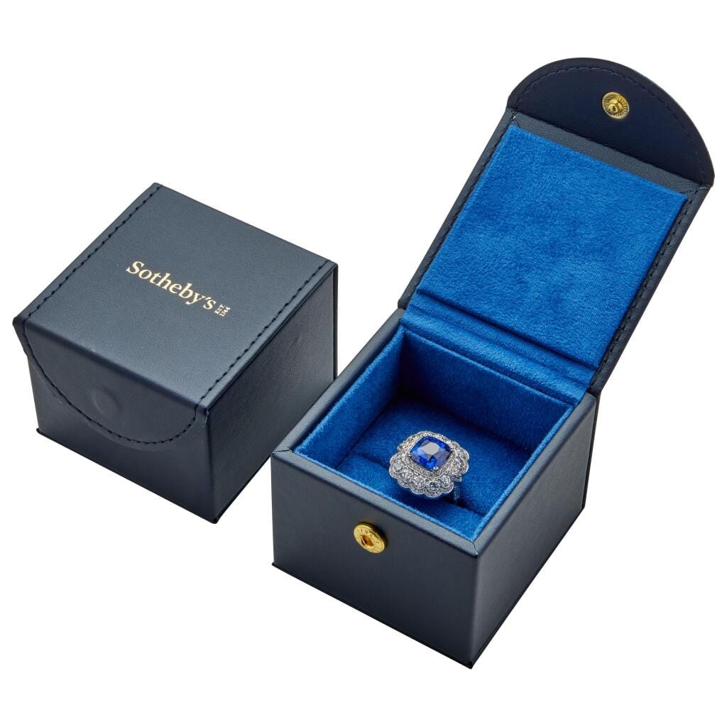 Platinum, 7.01ct Ceylon Sapphire and Diamond Ring