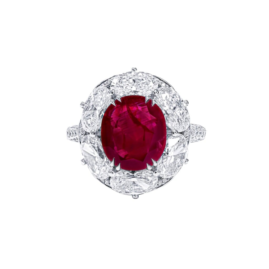 White Gold, 4.02ct Burmese Ruby and Diamond Ring