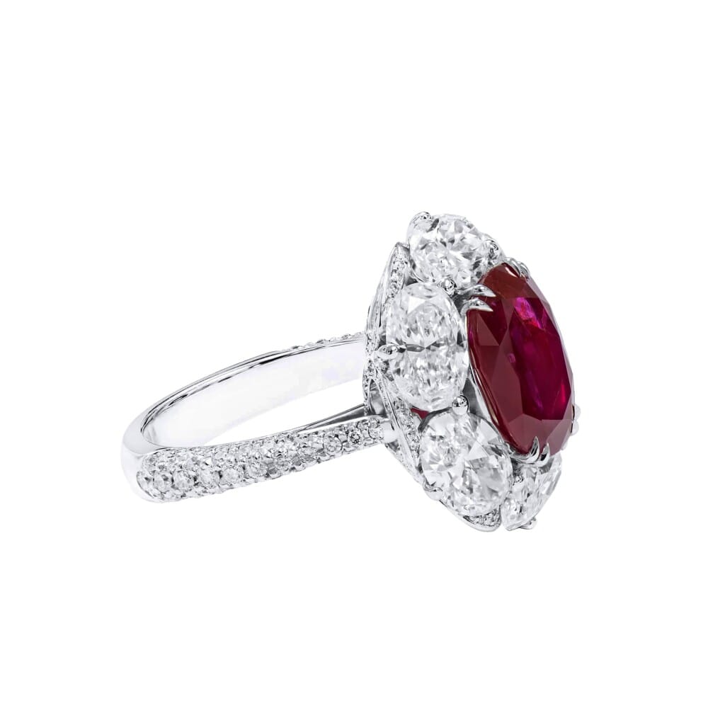 White Gold, 4.02ct Burmese Ruby and Diamond Ring