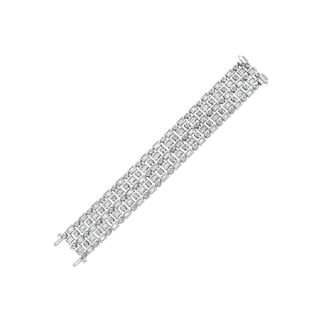 White Gold and 50.00ctw Fancy Cut Diamond Five Row Bracelet