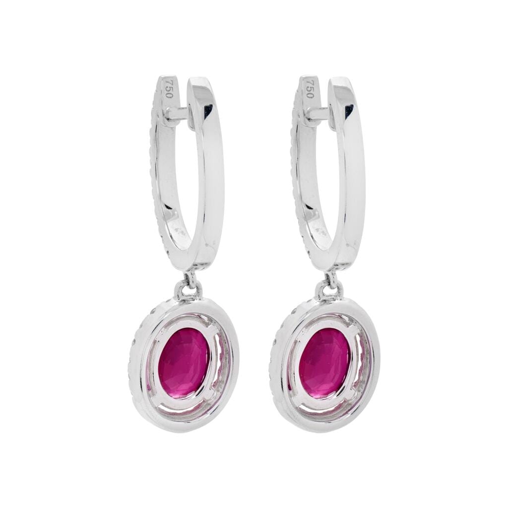 White Gold, 3.59ctw Burma Ruby and Diamond Drop Earrings