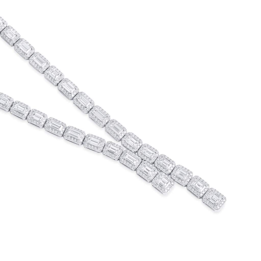 White Gold and 8.40ctw Baguette Cut Diamond and Diamond Necklace