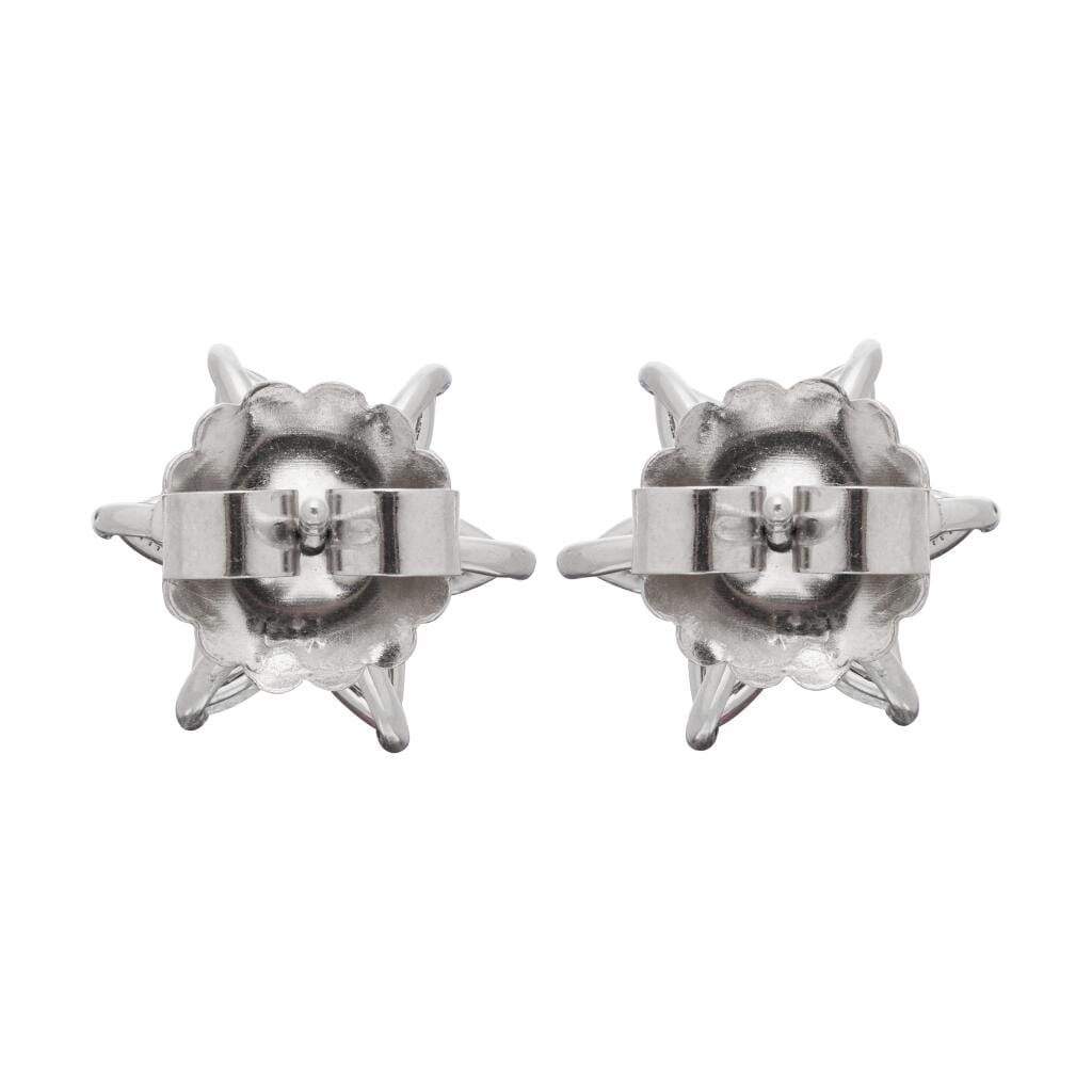 Platinum, Ruby and Diamond Floral Stud Earrings