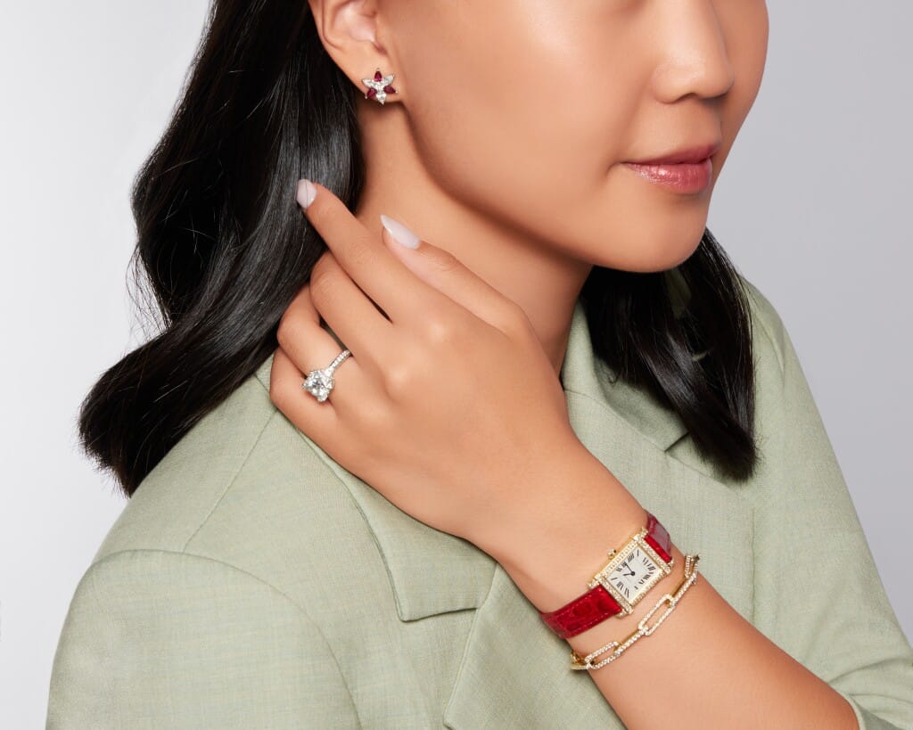 Platinum, Ruby and Diamond Floral Stud Earrings