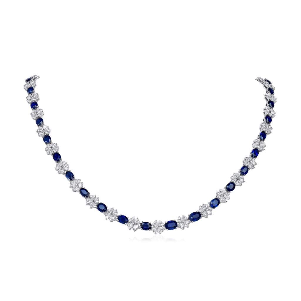 White Gold, Burmese Sapphire and Diamond Collar Necklace