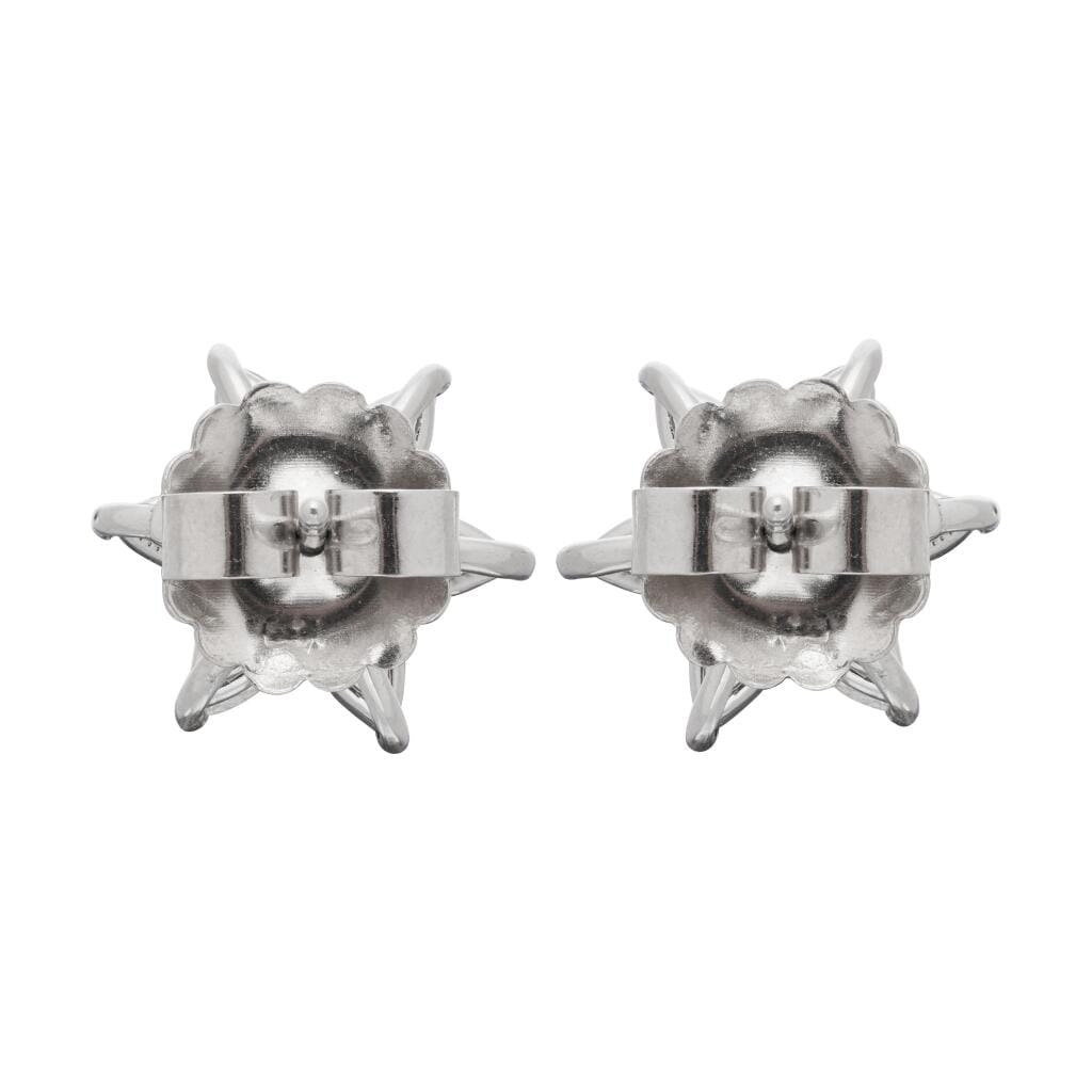 Platinum, Sapphire and Diamond Floral Stud Earrings