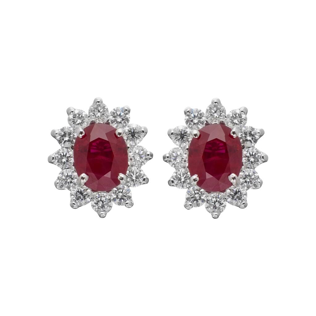 White Gold, 2.20ctw Ruby and Diamond Stud Earrings