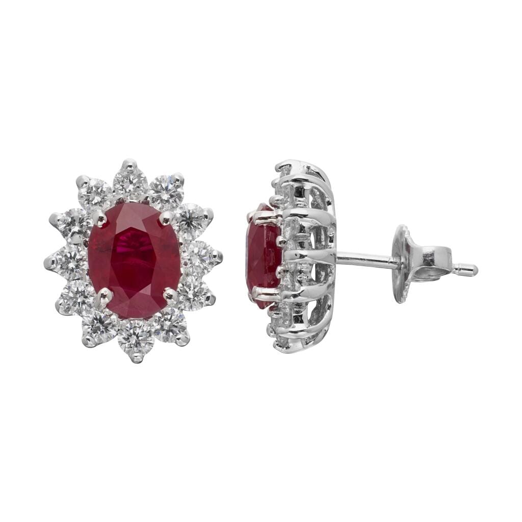 White Gold, 2.20ctw Ruby and Diamond Stud Earrings