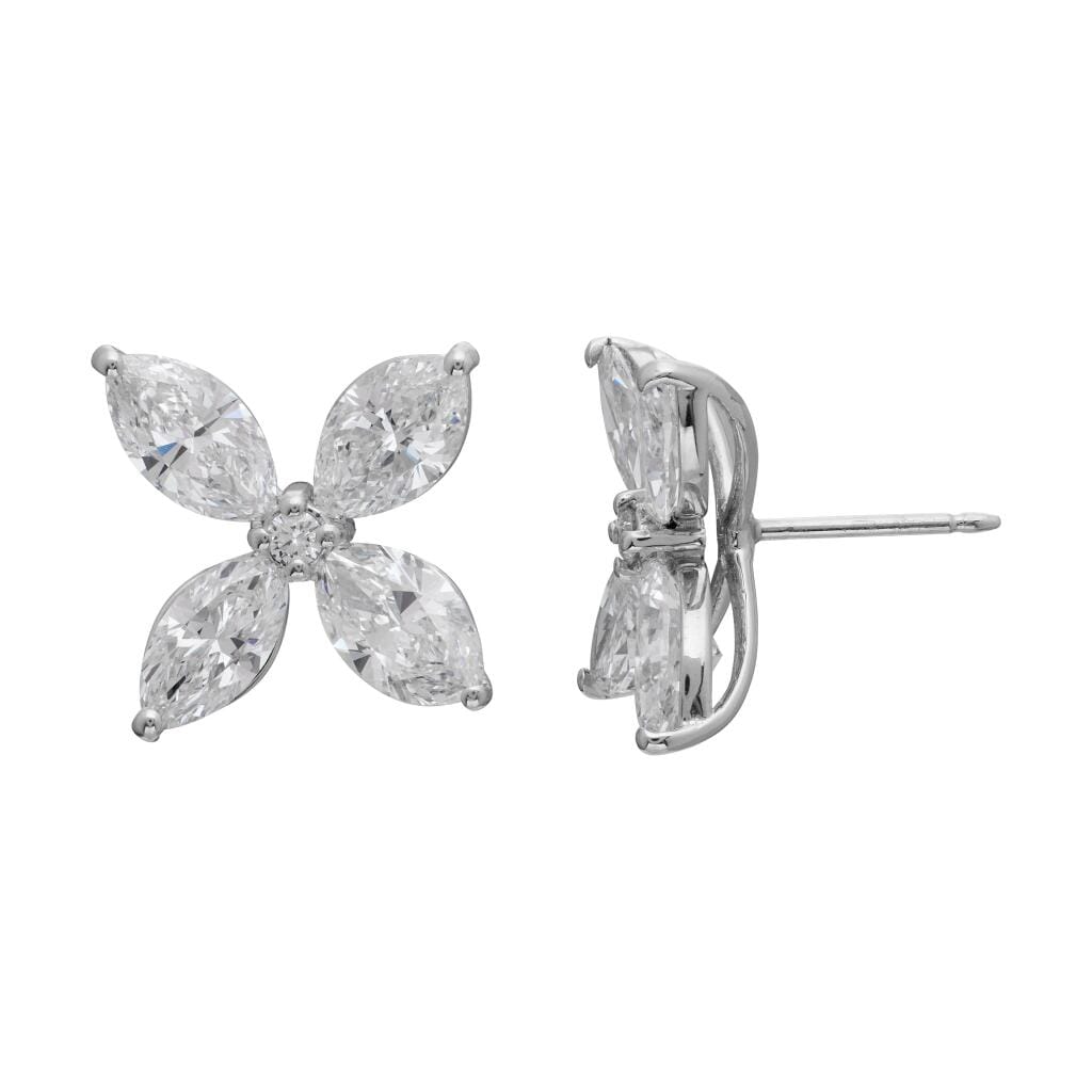 Platinum and 6.91ctw Diamond Floral Stud Earrings