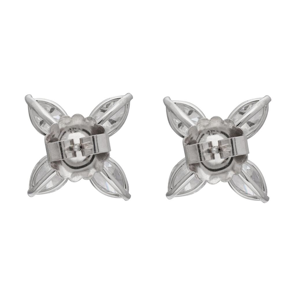 Platinum and 6.91ctw Diamond Floral Stud Earrings