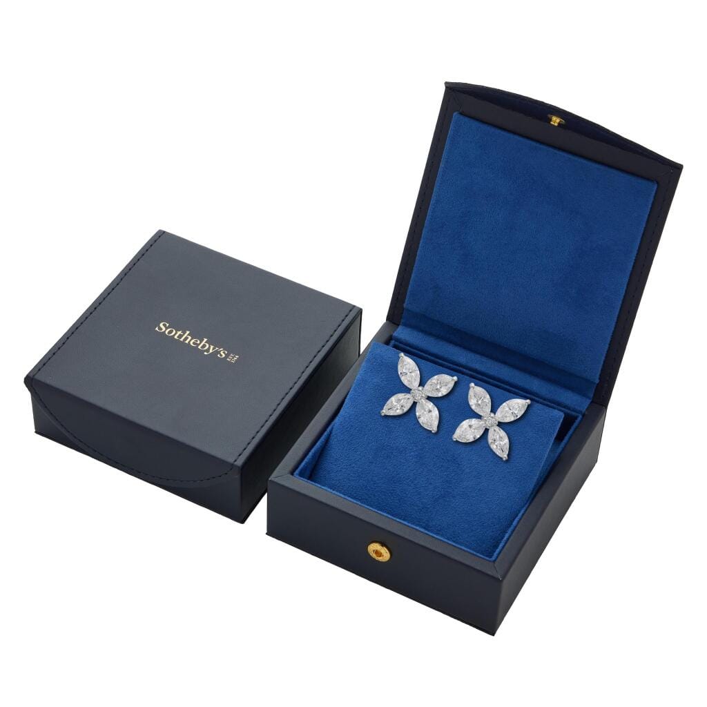 Platinum and 6.91ctw Diamond Floral Stud Earrings