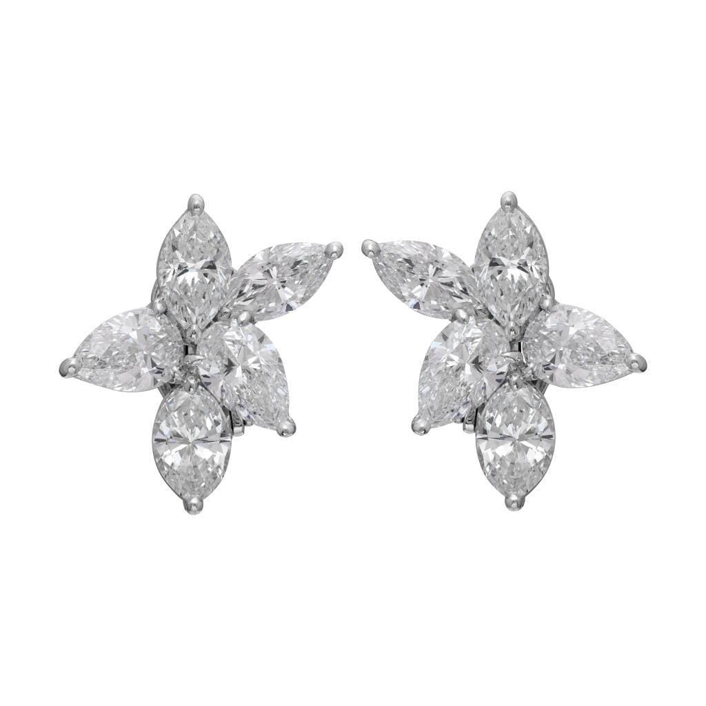 Platinum and 7.93ctw Diamond Cluster Earrings