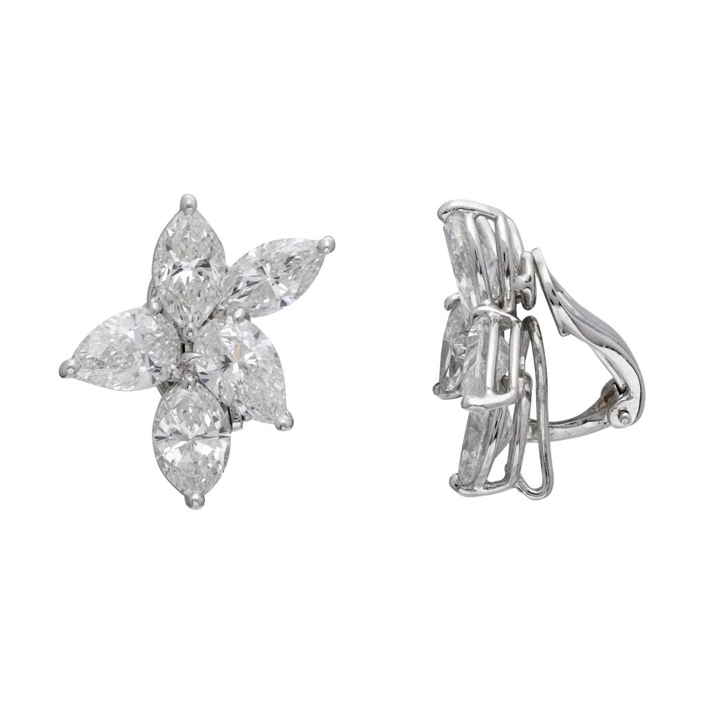 Platinum and 7.93ctw Diamond Cluster Earrings