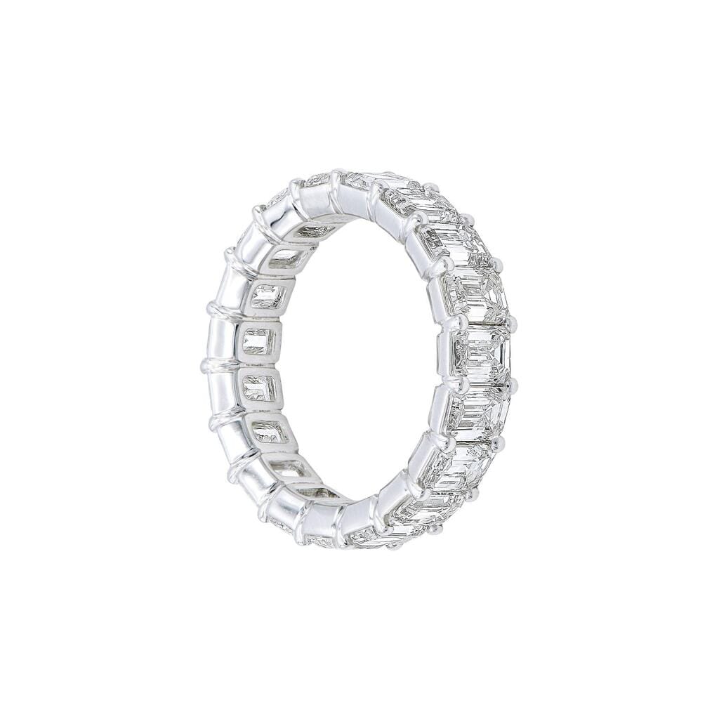 White Gold and 7.10ct Emerald Cut Diamond Eternity Band Ring
