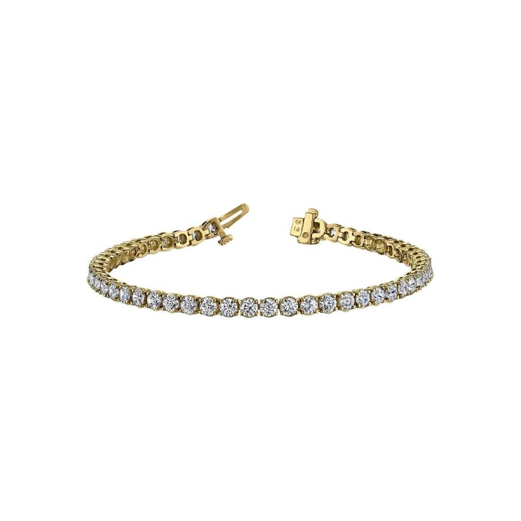 Gold and 11.10ctw Round Brilliant Cut Diamond Tennis Bracelet