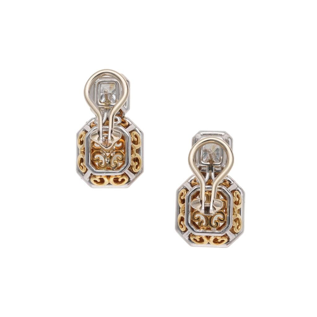 Platinum, Gold, 10.45ctw Fancy Yellow Diamond and Diamond Drop Earrings