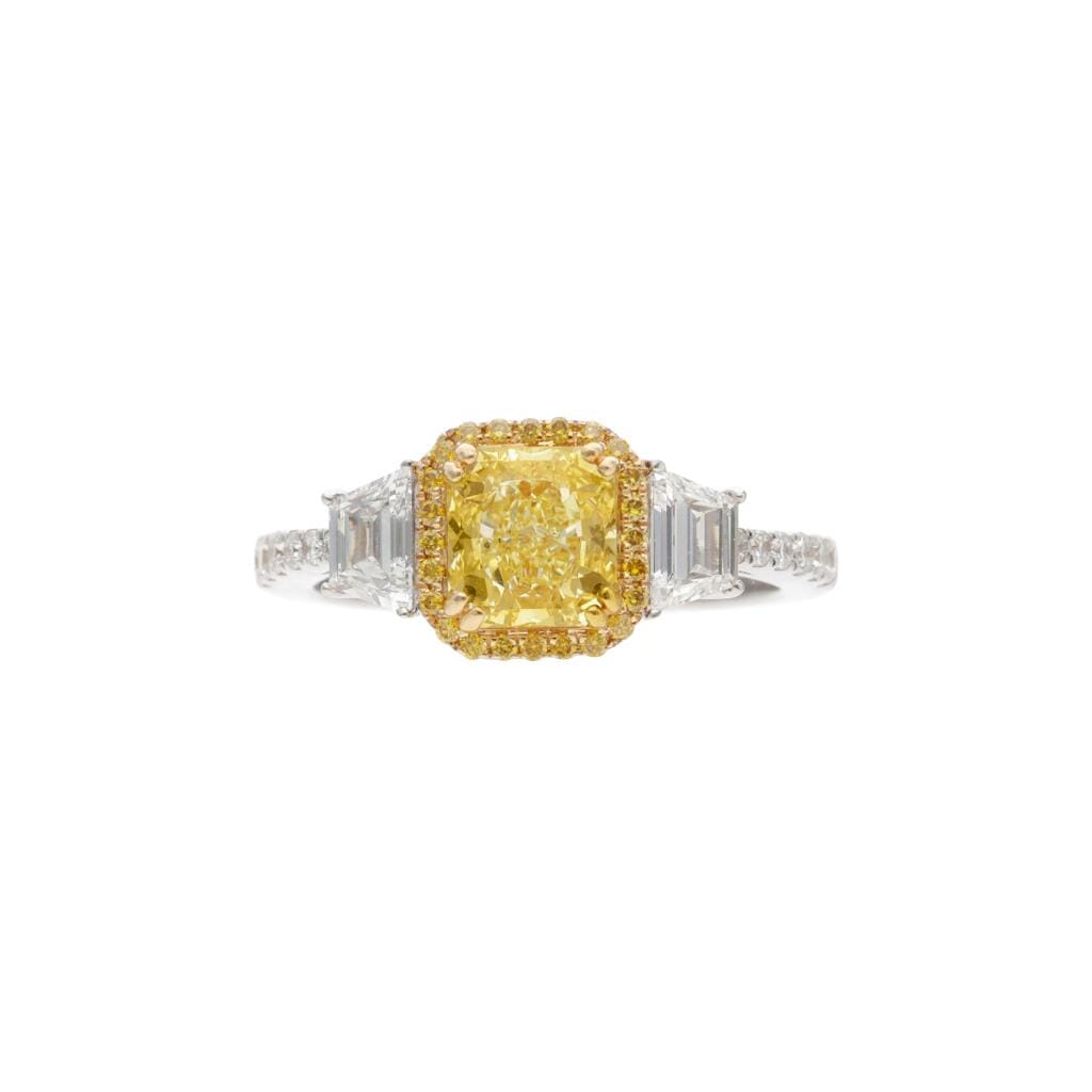 White Gold, 1.41ct Fancy Intense Yellow Diamond and Diamond Engagement Ring