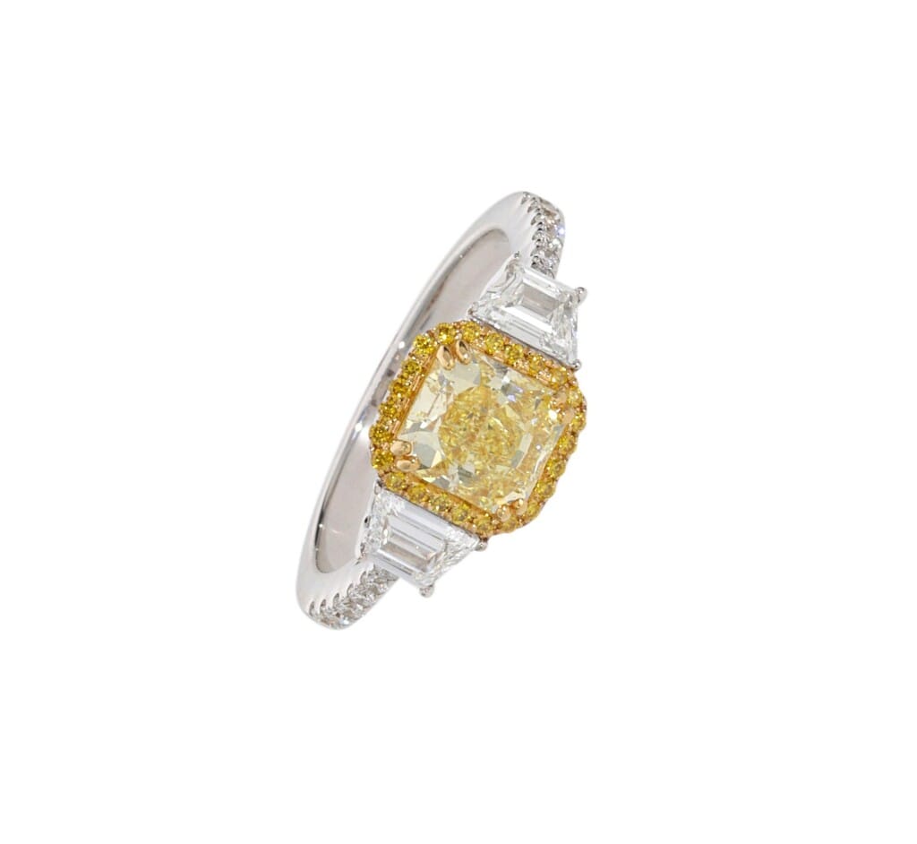 White Gold, 1.41ct Fancy Intense Yellow Diamond and Diamond Engagement Ring