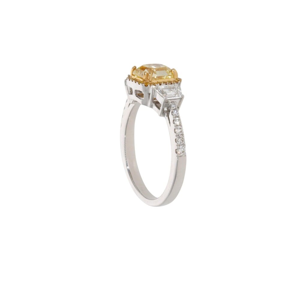 White Gold, 1.41ct Fancy Intense Yellow Diamond and Diamond Engagement Ring