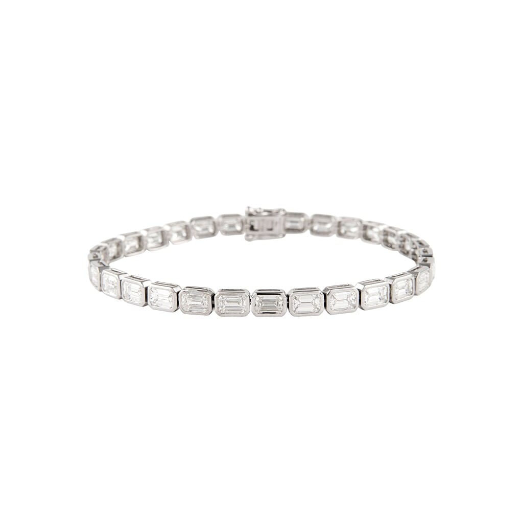 White Gold and 10.05ctw Emerald Cut Diamond Tennis Bracelet