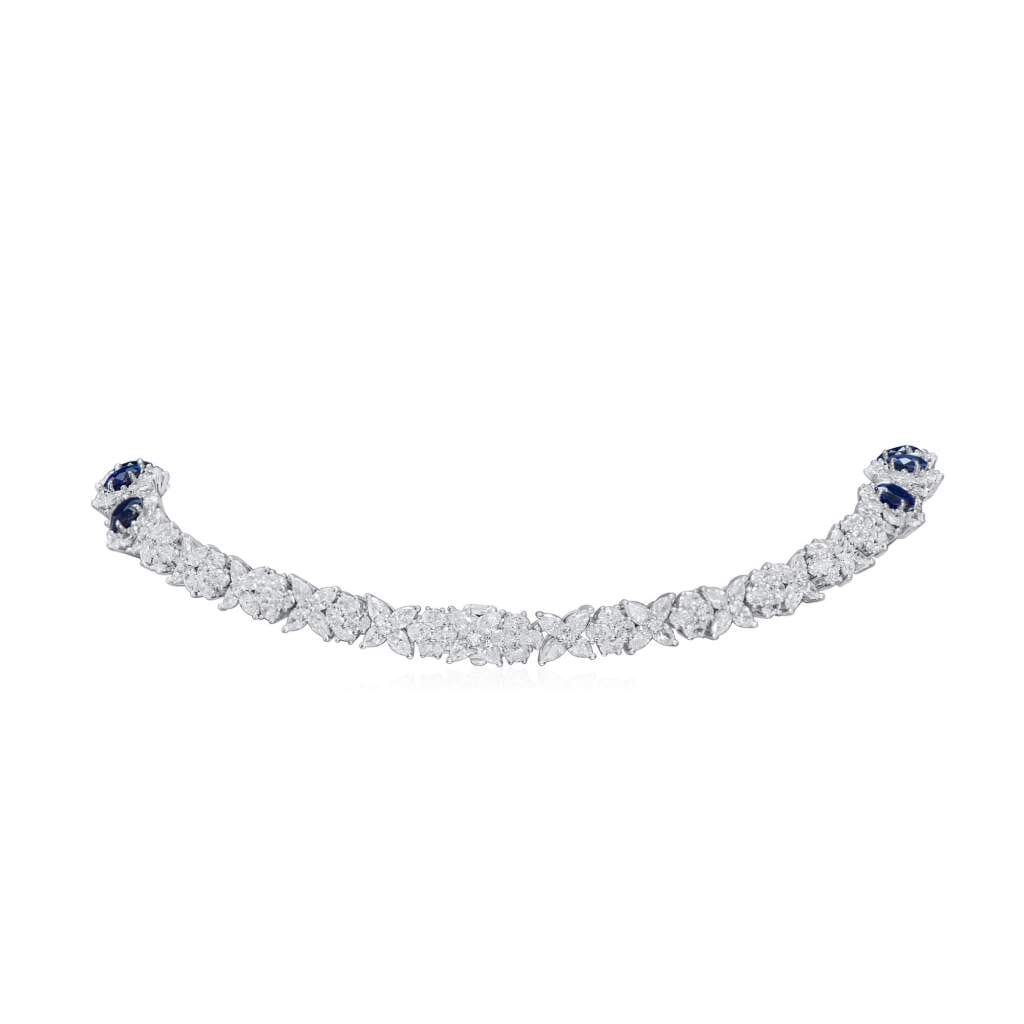 White Gold, 21.97 Burmese Sapphire and Diamond Necklace
