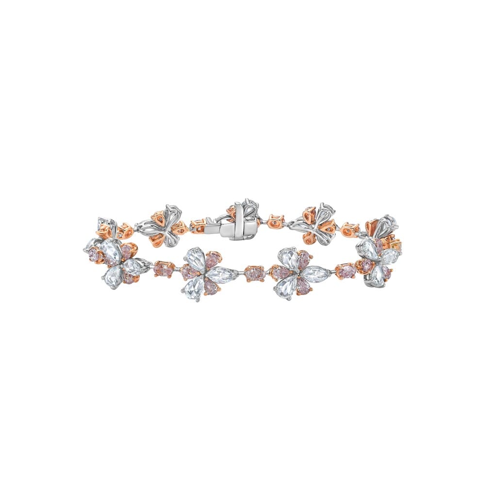 White Gold, 10.00ctw Pink Diamond and Diamond Floral Bracelet