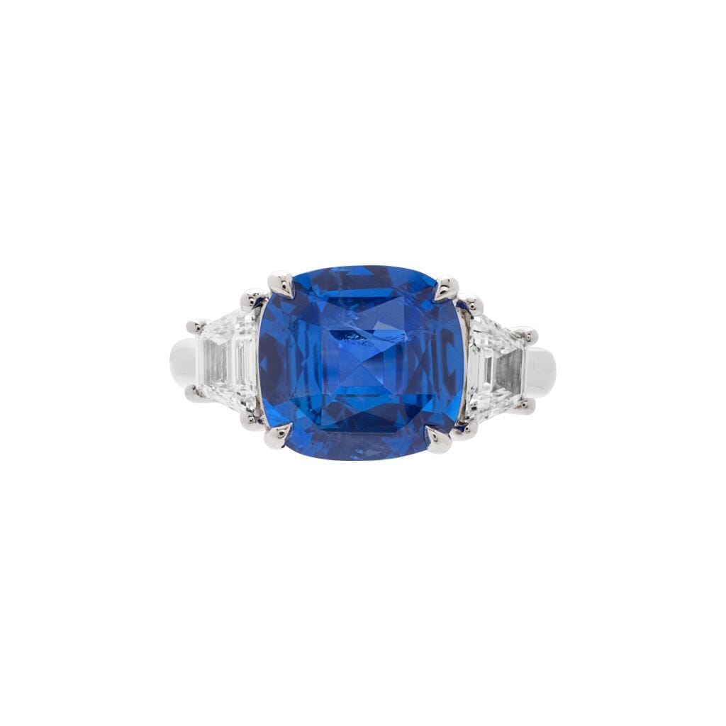Platinum, 4.55ct Ceylon Sapphire and Diamond Ring