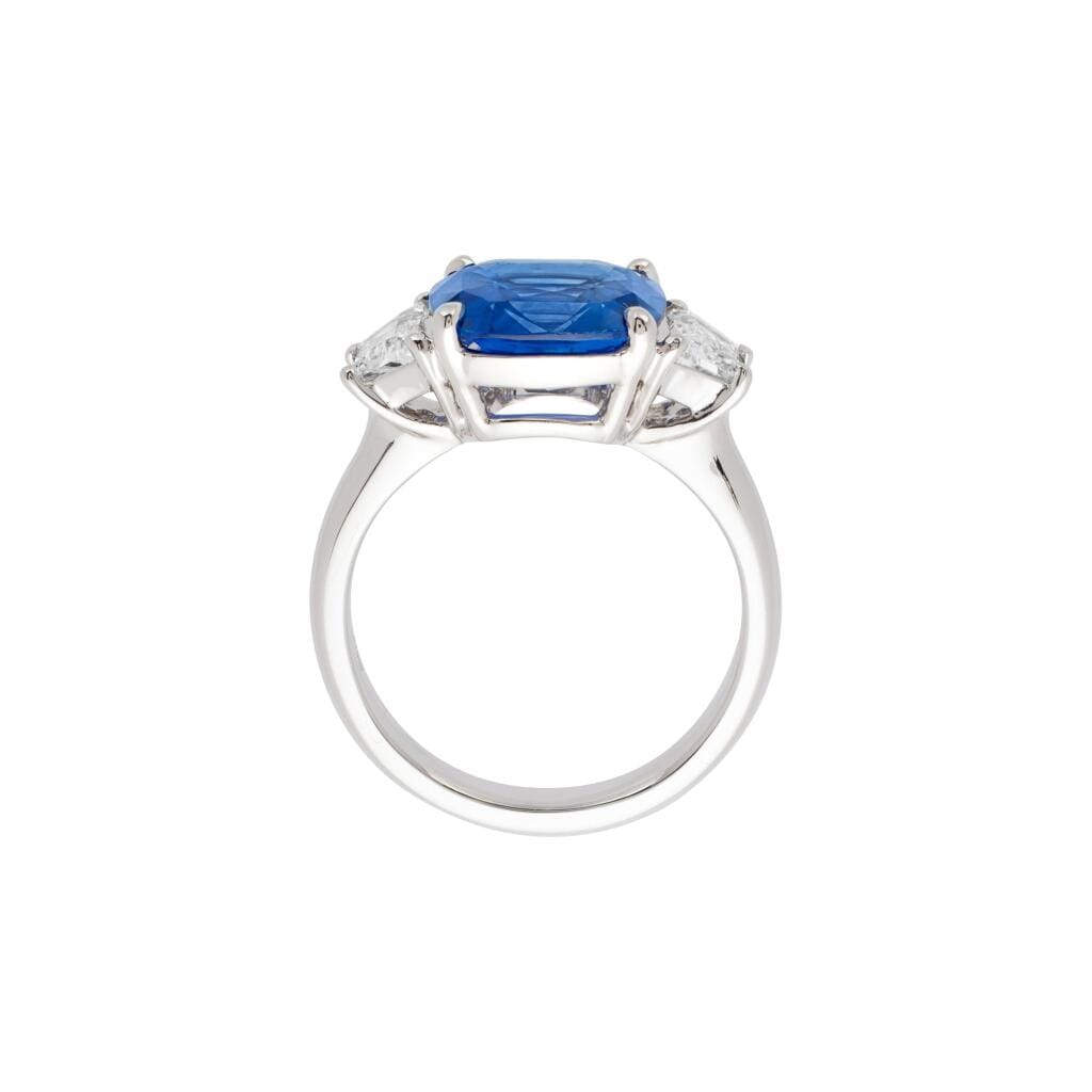 Platinum, 4.55ct Ceylon Sapphire and Diamond Ring