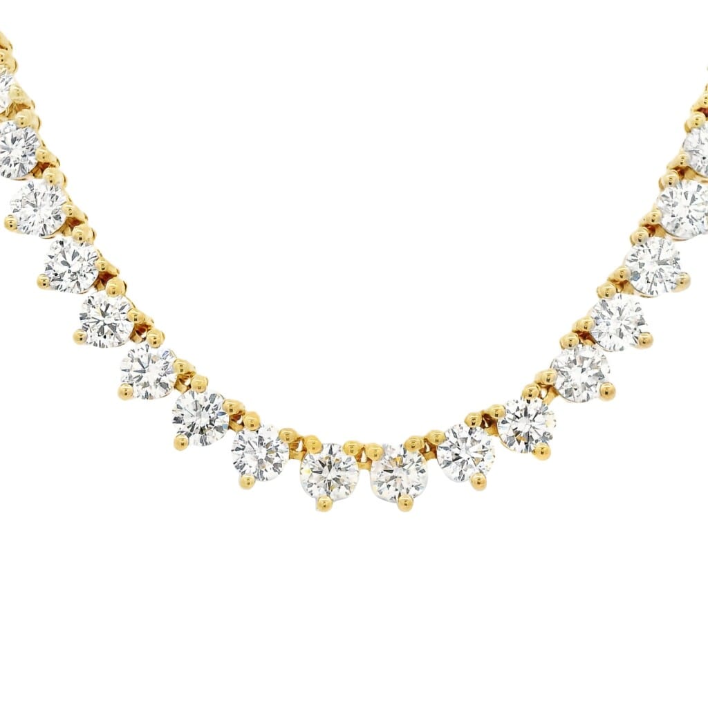 Gold and 19.40ctw Round Brilliant Cut Diamond Rivière Necklace