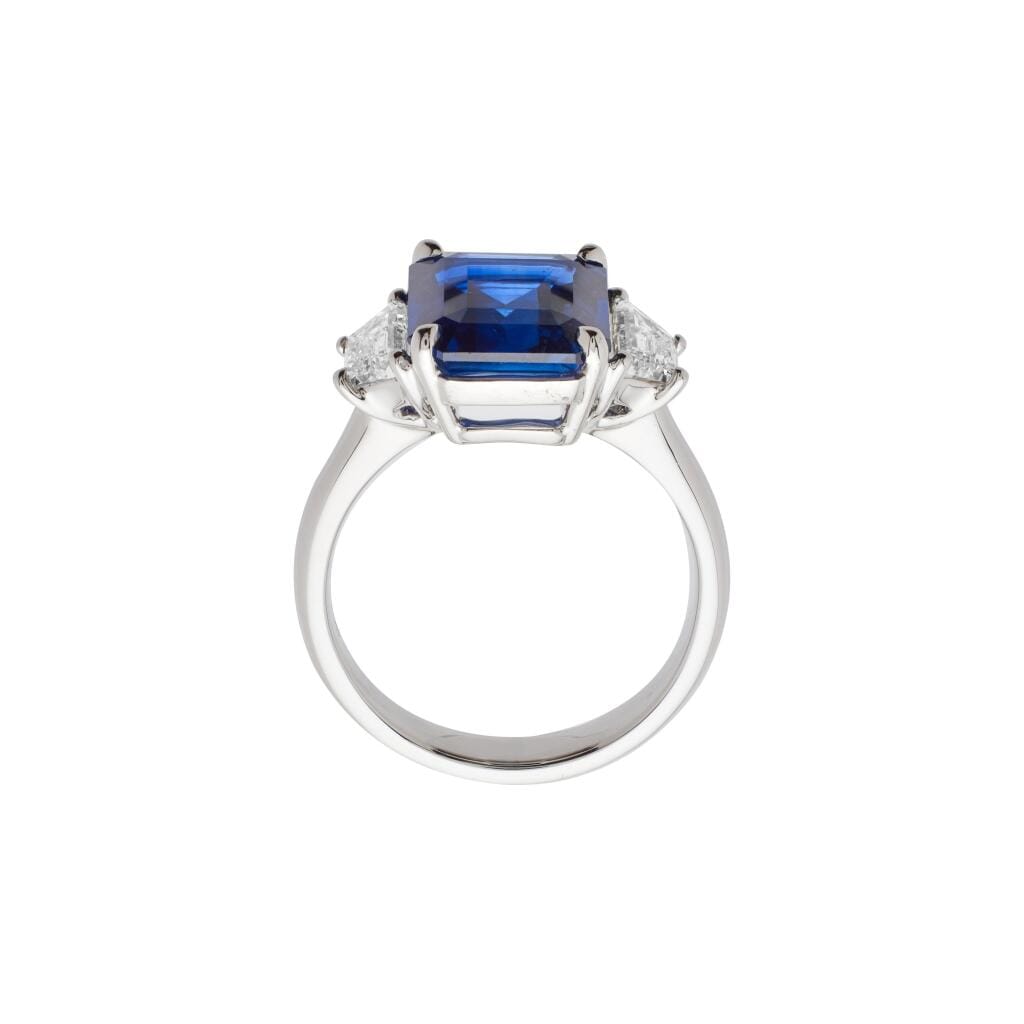Platinum, 4.61ct Ceylon Sapphire and Diamond Ring