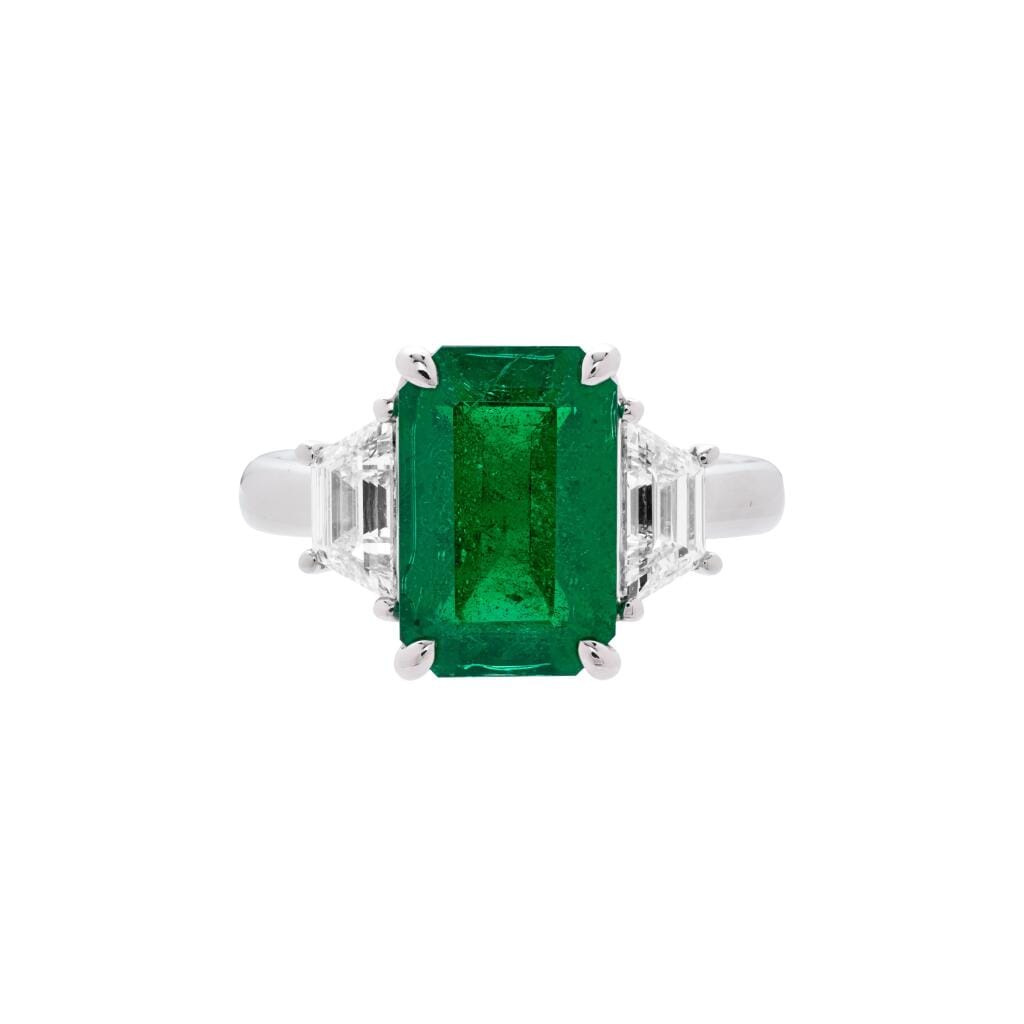 Platinum 4.03ct Zambian Emerald and Diamond Ring
