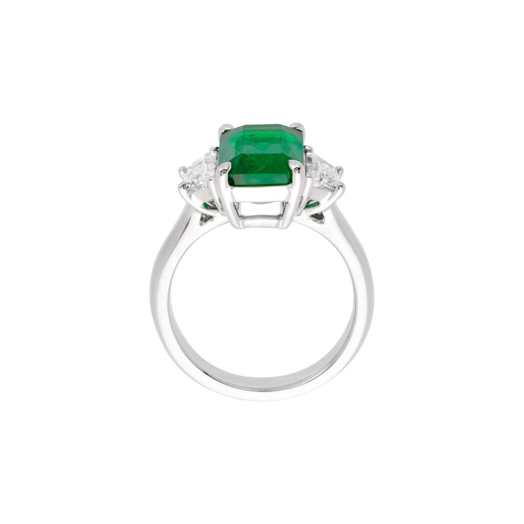 Platinum 4.03ct Zambian Emerald and Diamond Ring