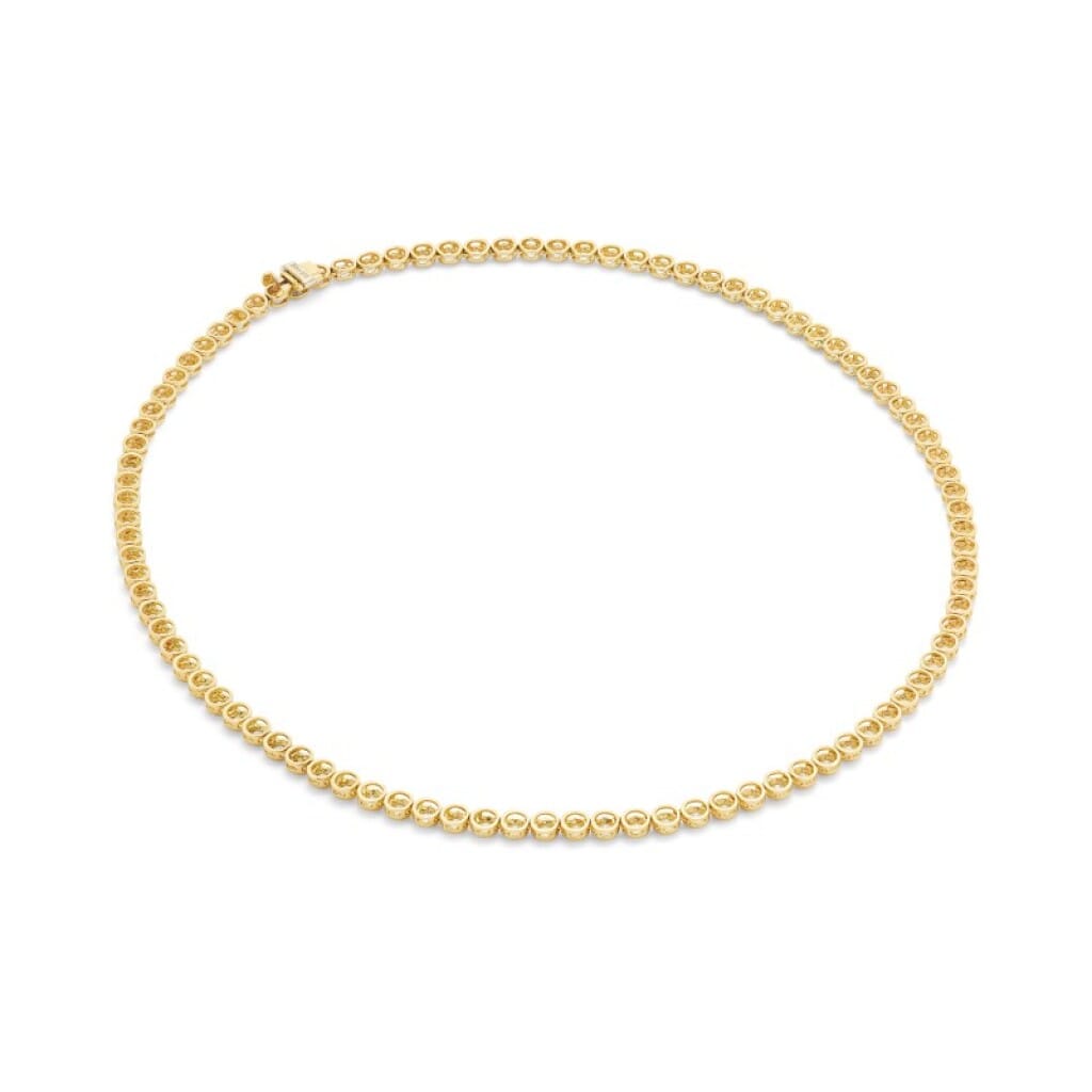 Gold and 5.40ctw Round Brilliant Cut Diamond Tennis Necklace