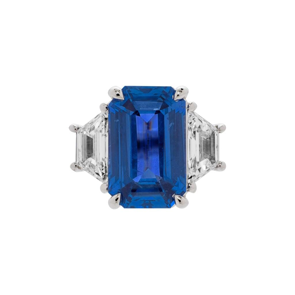 Platinum, 3.74ct Ceylon Sapphire and Diamond Ring