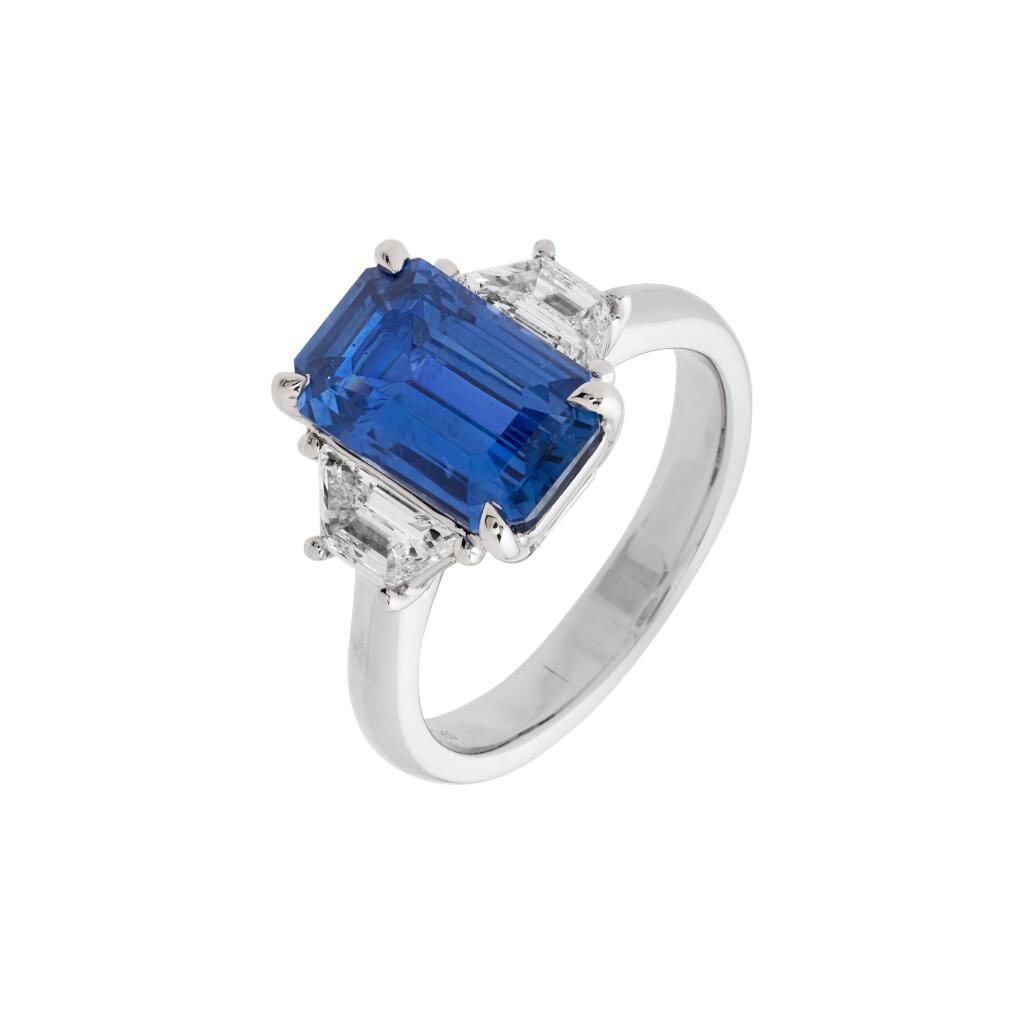 Platinum, 3.74ct Ceylon Sapphire and Diamond Ring