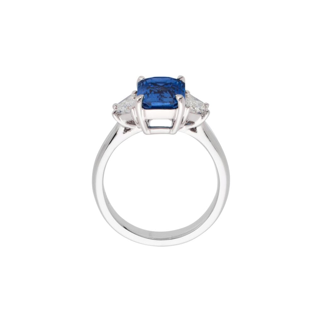 Platinum, 3.74ct Ceylon Sapphire and Diamond Ring