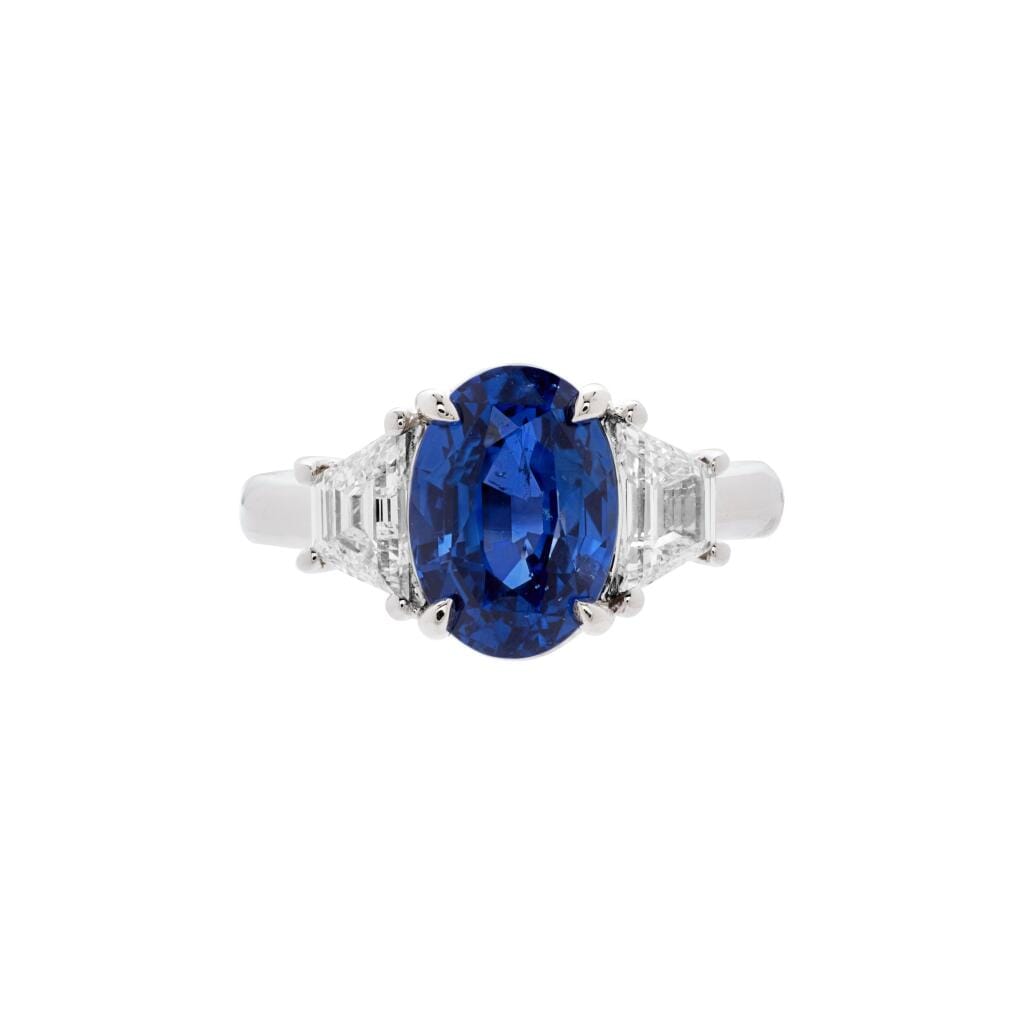Platinum, 4.25ct Ceylon Sapphire and Diamond Ring