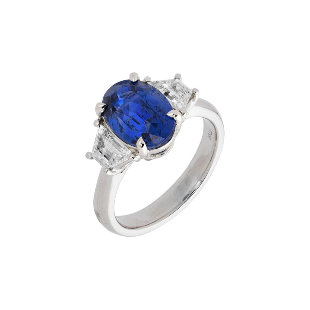 Platinum, 4.25ct Ceylon Sapphire and Diamond Ring