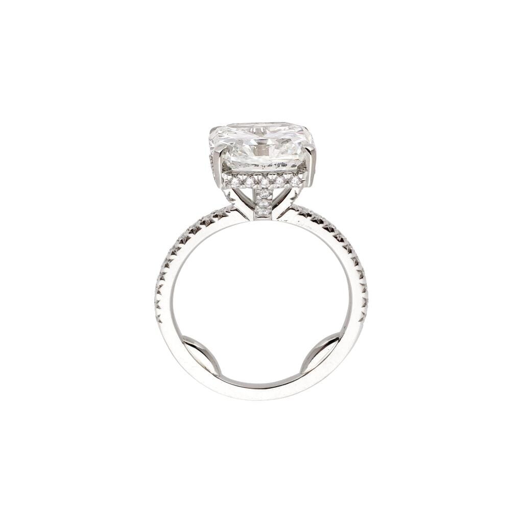 Platinum, 3.85ct Radiant Cut Diamond and Diamond Engagement Ring