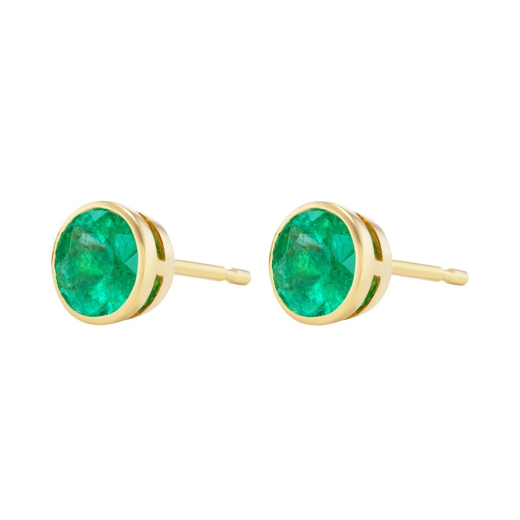 Gold and 1.30ctw Emerald Stud Earrings