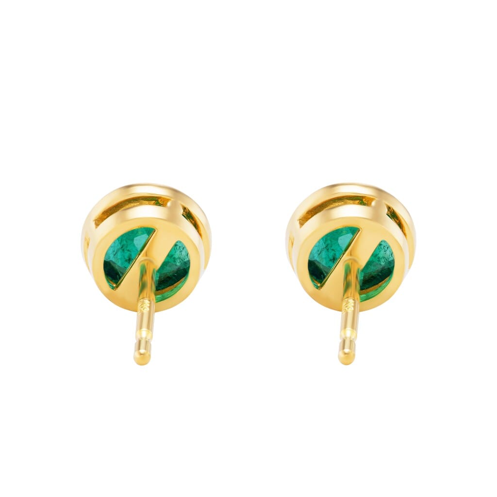 Gold and 1.30ctw Emerald Stud Earrings