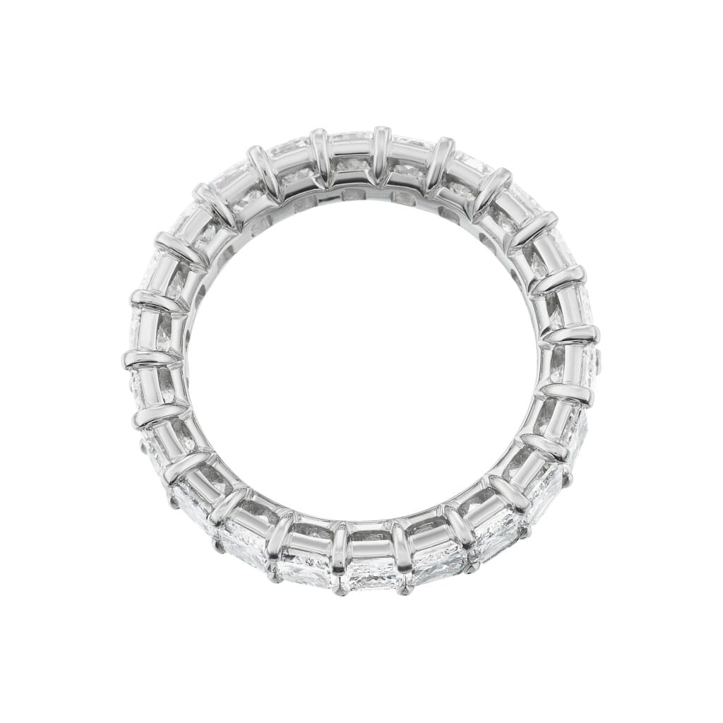 Platinum and 4.62ctw Radiant Cut Diamond Eternity Band Ring