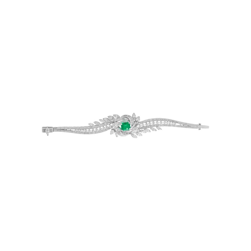 Platinum, 3.05ct Colombian Emerald and Diamond Bracelet