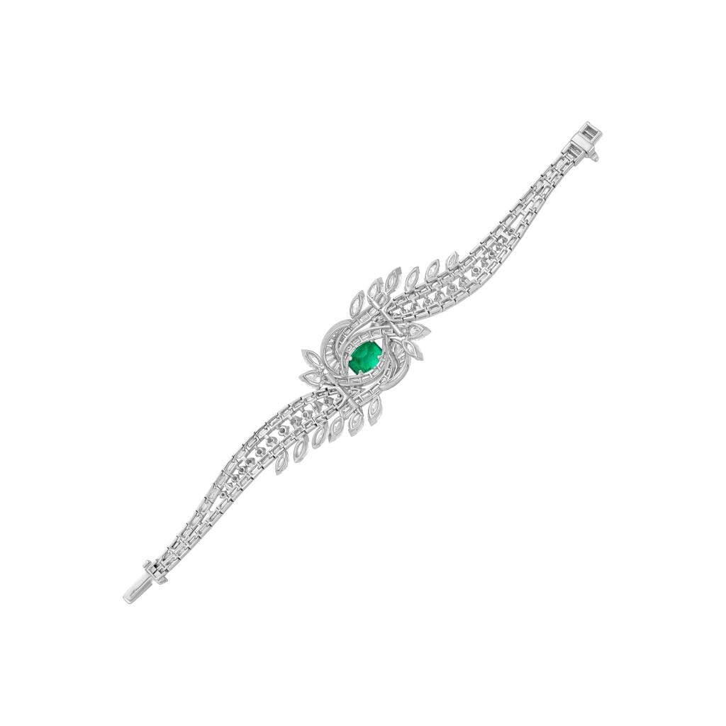 Platinum, 3.05ct Colombian Emerald and Diamond Bracelet
