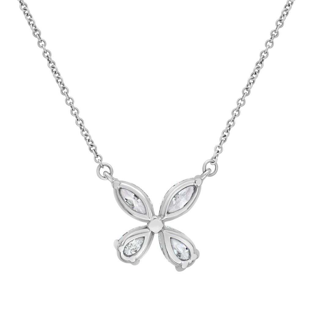 Platinum and Diamond Floral Pendant Necklace