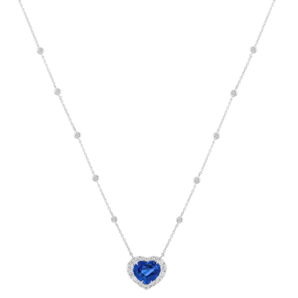 White Gold, 16.79ct Ceylon Sapphire and Diamond Pendant Necklace