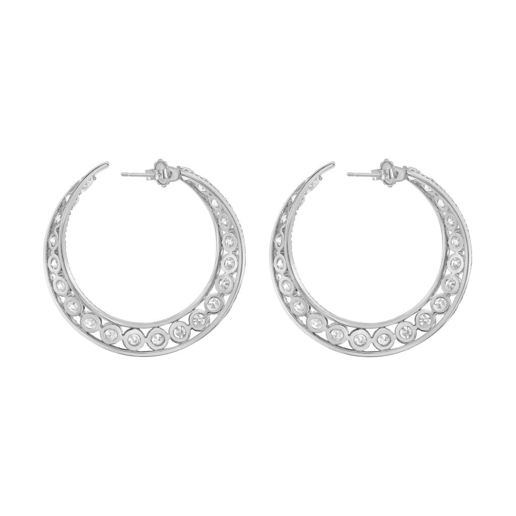 White Gold and Round Brilliant Cut Diamond Hoop Earrings