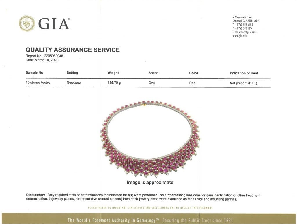 White Gold, Gold 84.62ctw Mozambique Ruby and Diamond Necklace