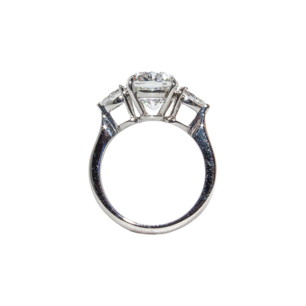Platinum, 4.37ct Cushion Cut Diamond and Diamond Ring